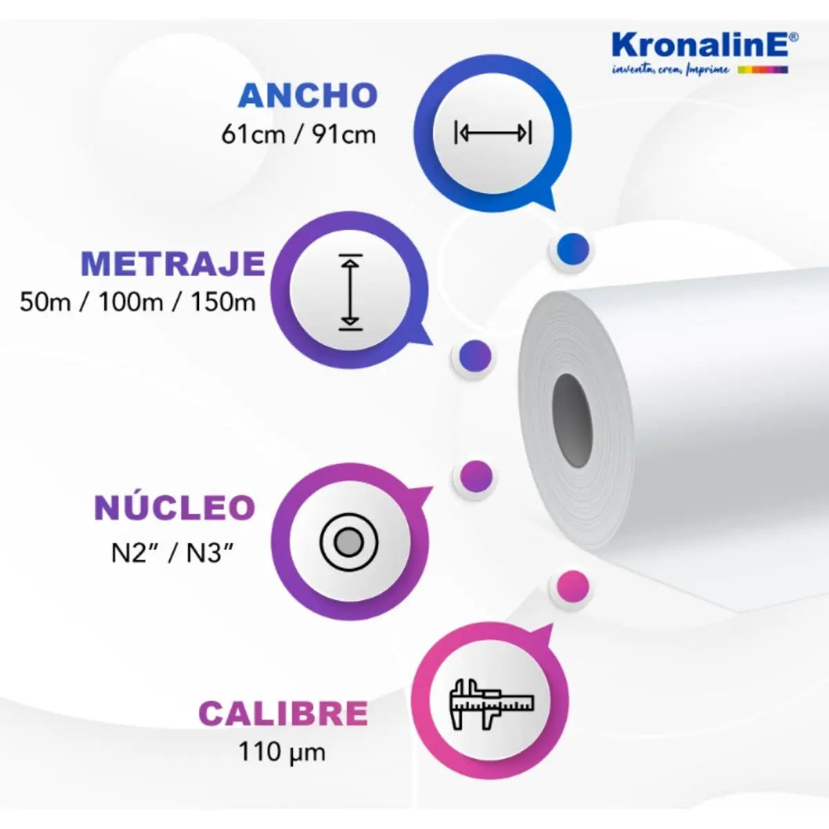 Rollo Papel Bond Prime White Kronaline PW456 Planos Plotter - Kronaline - accesorios
