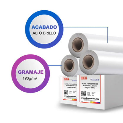 Rollo De Papel Fotográfico Alto Brillo Kronaline Ke010 - Kronaline - vista lateral