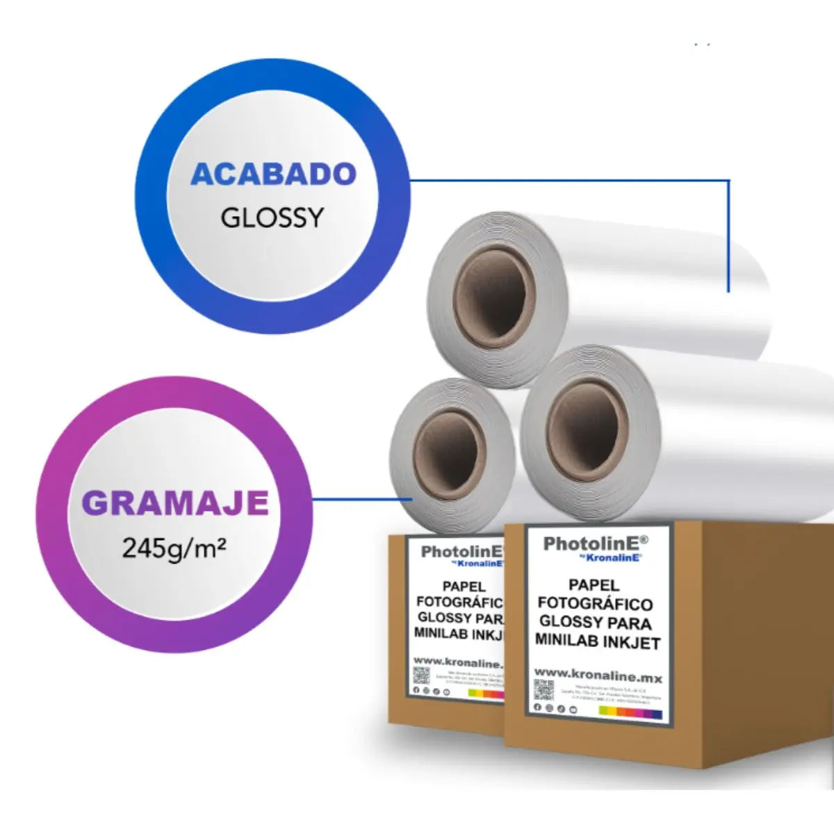 Papel Fotografico Profsional Brillante Kronaline Rollo Pmg01 - Kronaline - vista trasera