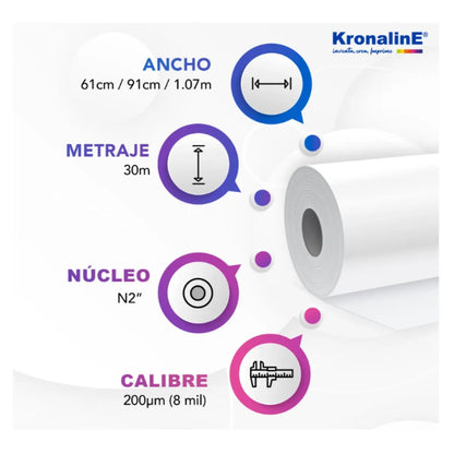 Rollo Papel Photo Glossy Alta Definición Kronaline Ke060 0.91 x 30 m 3 PIEZA - Kronaline