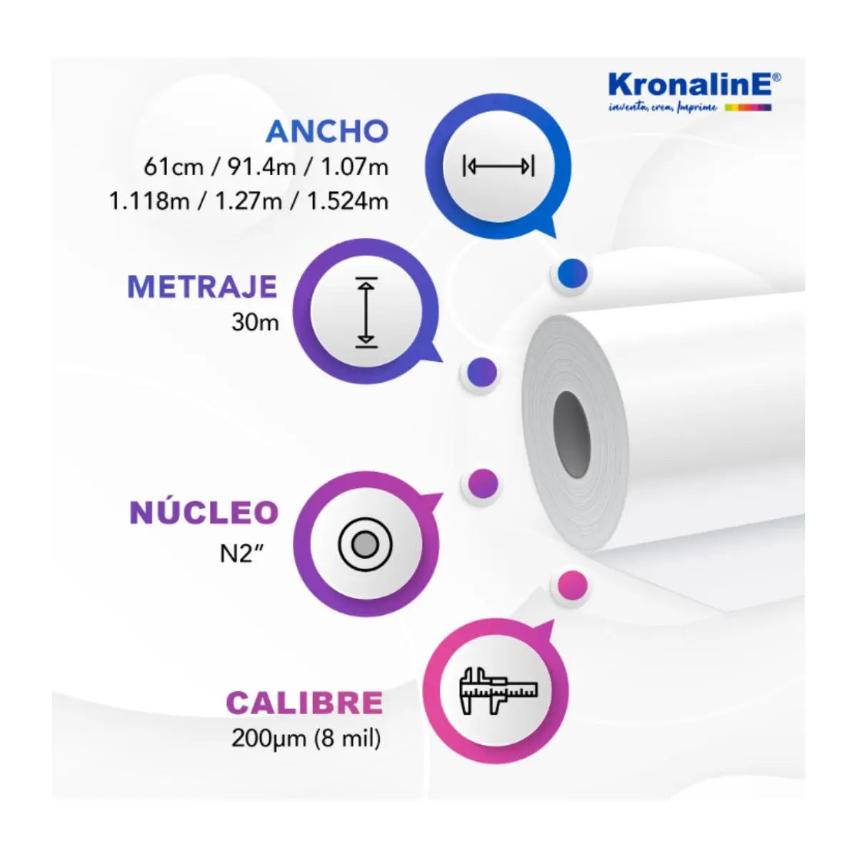 Rollo Papel Profesional Photo Glossy 200g Kronaline Proxg1 - Kronaline - vista trasera
