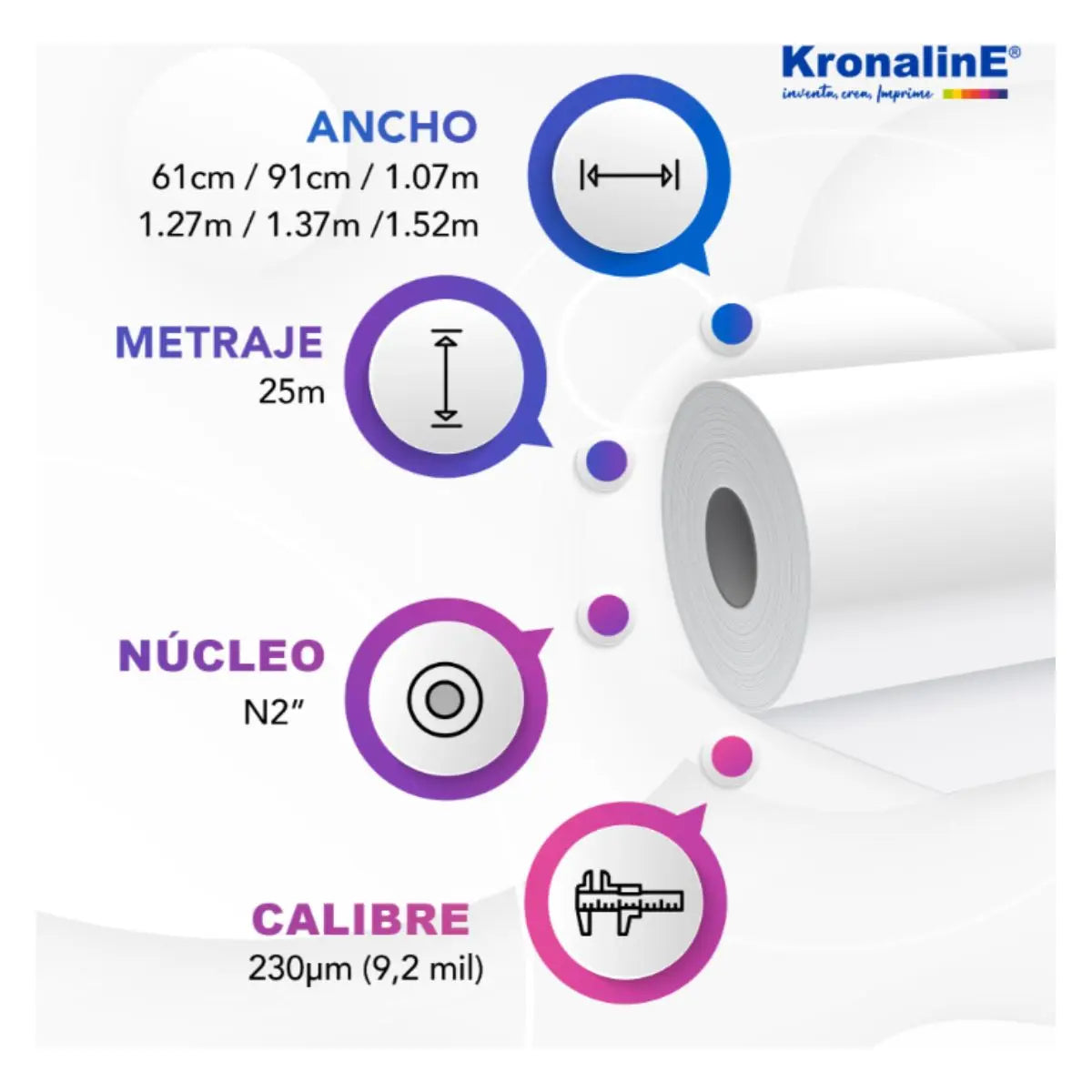 Rollo Papel Recubierto Mate Kronaline Ke036 0.61 x 25 m Kronaline