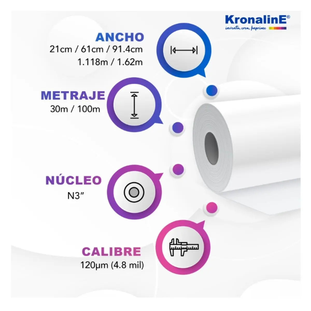 Rollo Papel Sublimación Kronaline Subl08 Secado Rápido 0.61 x 30 m Kronaline
