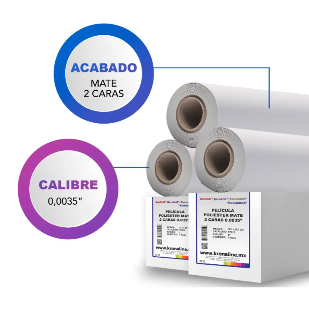 Rollo Película Poliester Kronaline Pj221 Mate 2 Caras 0.91 x 36.5 m Kronaline