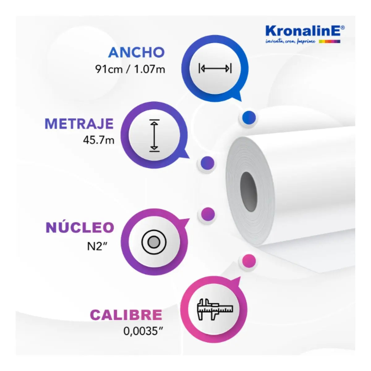 Rollo Película Poliester Kronaline Pj221 Mate 2 Caras 0.91 x 36.5 m Kronaline