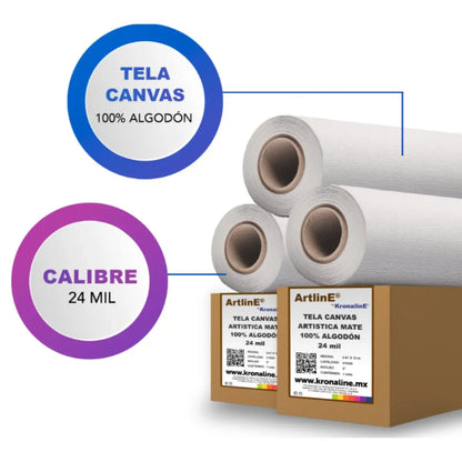 Rollo Tela Canvas Artisiticas Kronaline Cv343 Algodon Mate 0.61 x 12 m 3 PIEZA - Kronaline - empaque