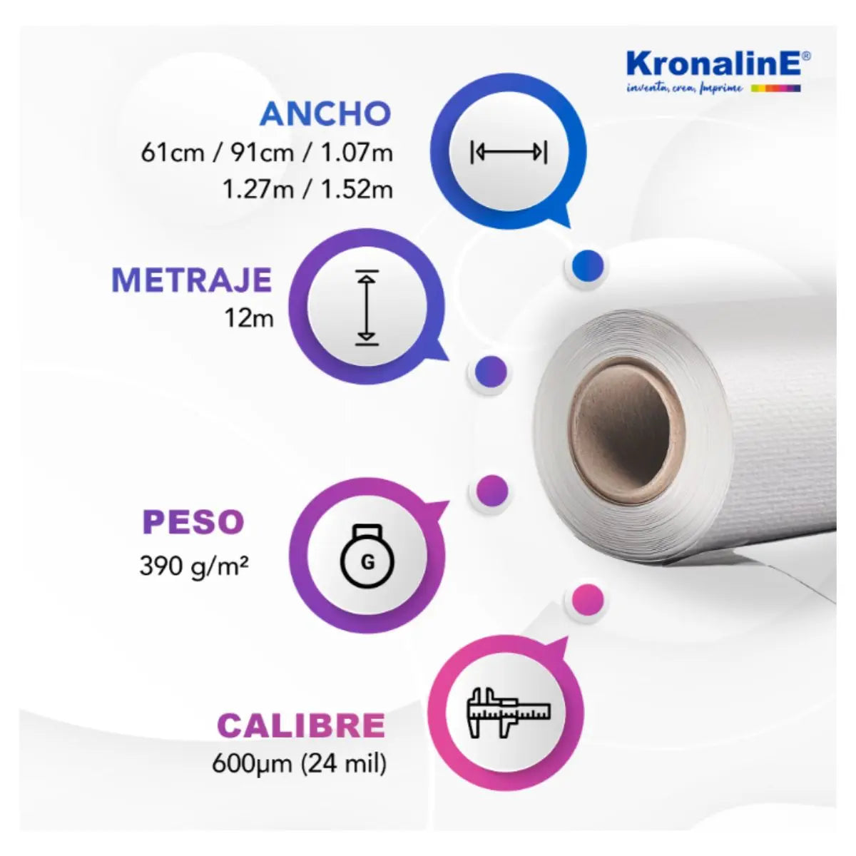 Rollo Tela Canvas Artisiticas Kronaline Cv343 Algodon Mate 0.61 x 12 m 3 PIEZA - Kronaline - detalle