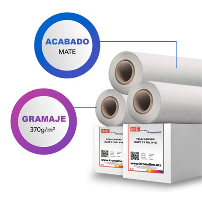 Rollo Tela Canvas Mate Kronaline KE600 21 mil K+E 0.61 x 15 m 3 PIEZA - Kronaline - vista lateral