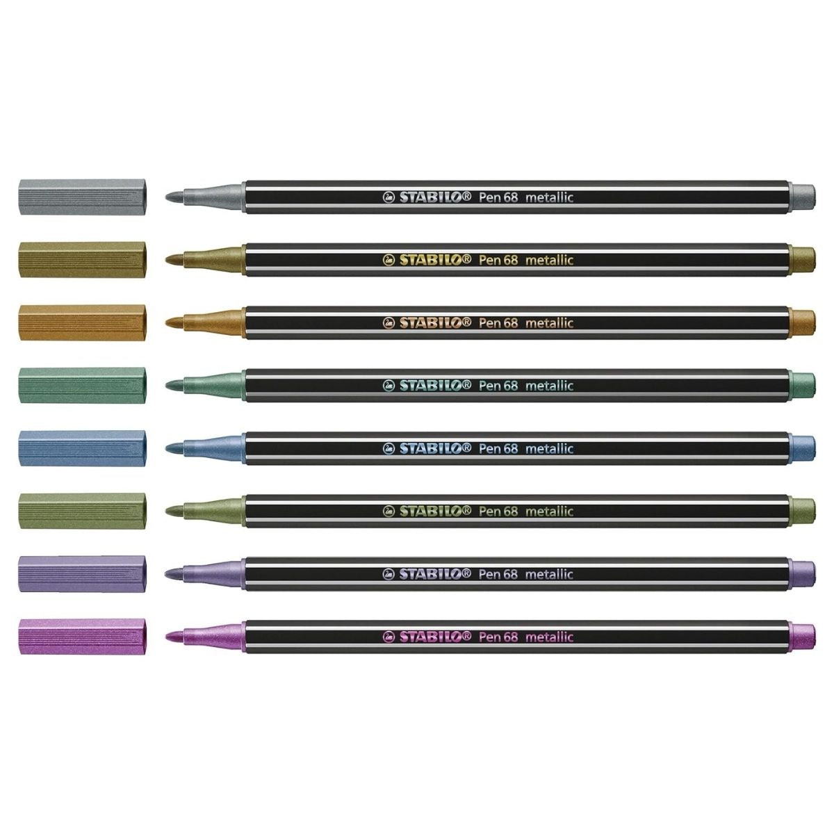 8 Rotuladores Stabilo Pen 68 Metalicos Marcador Escolar