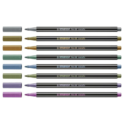 8 Rotuladores Stabilo Pen 68 Metalicos Marcador Escolar