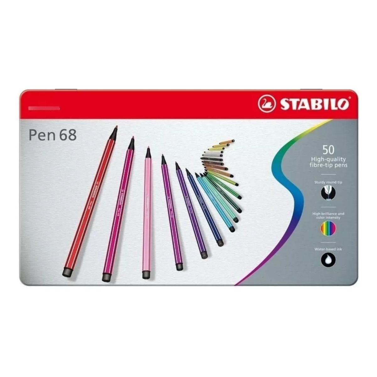 50 Rotuladores Stabilo Pen 68 Colores Estuche Metalico