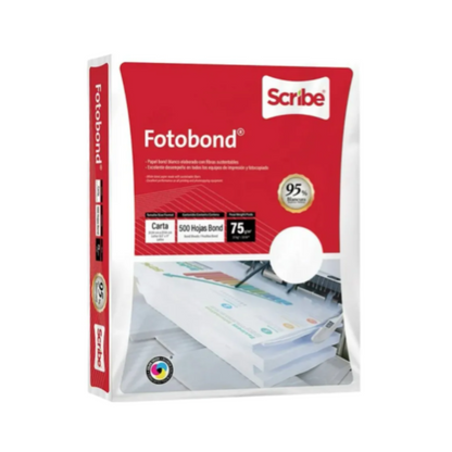 Papel Bond Tamaño Oficio Fotobond 5000 Hoja 75g Blancura 95% Blanco