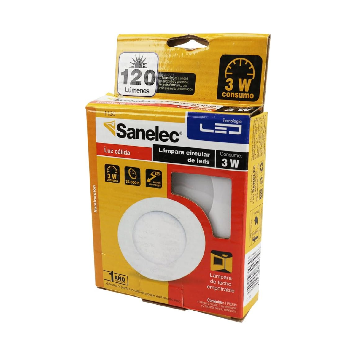 Luminario de 3 LEDS 3 W Luz Calida Sanelec