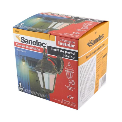 Farol de Pared Diseño Clasico Color Dorado Sanelec