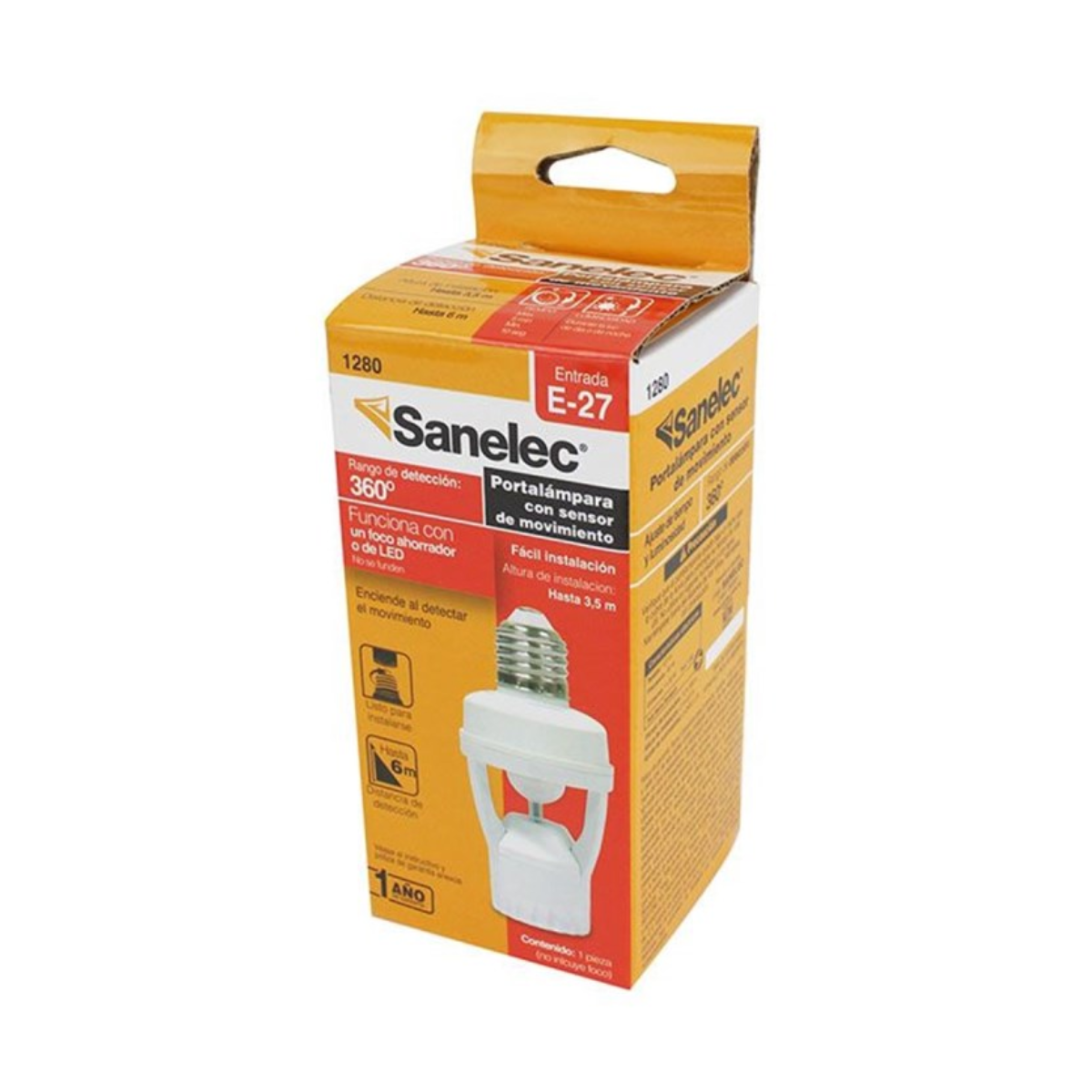 Portalámpara Blanca con Sensor de Movimiento Sanelec