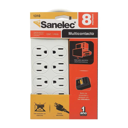 Multicontacto con 8 Entradas y Luz Indicadora Sanelec 12 PZS - Sanelec - vista lateral