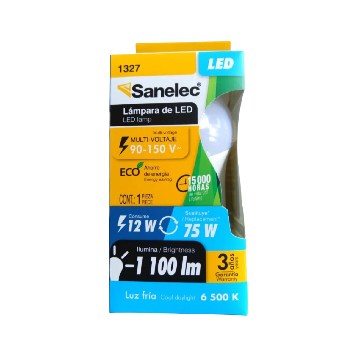 Foco LED Sanelec Luz Fría – 12W Multi-Voltaje