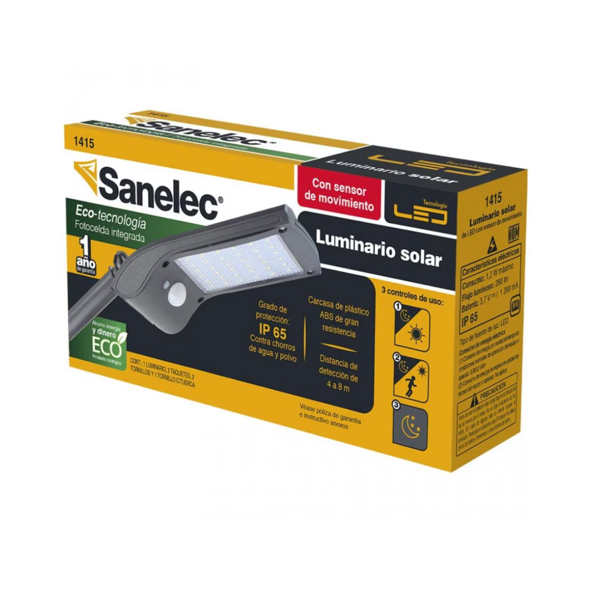 Luminario Solar con Sensor para Jardin Sanelec
