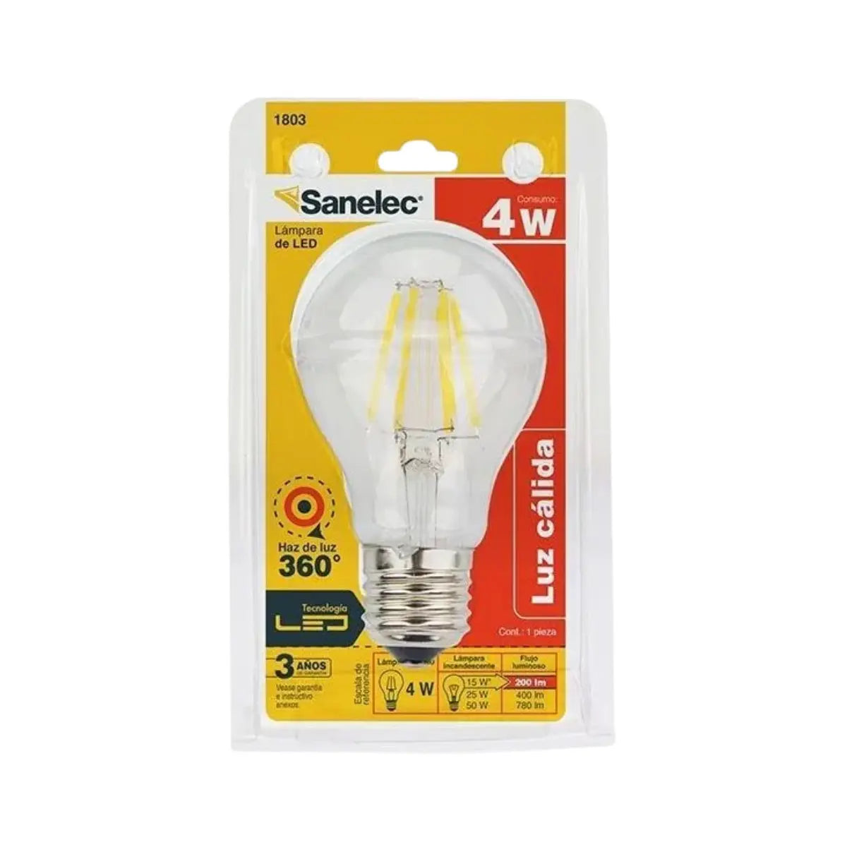 Foco Led Filamento 4W Luz Sanelec - Sanelec