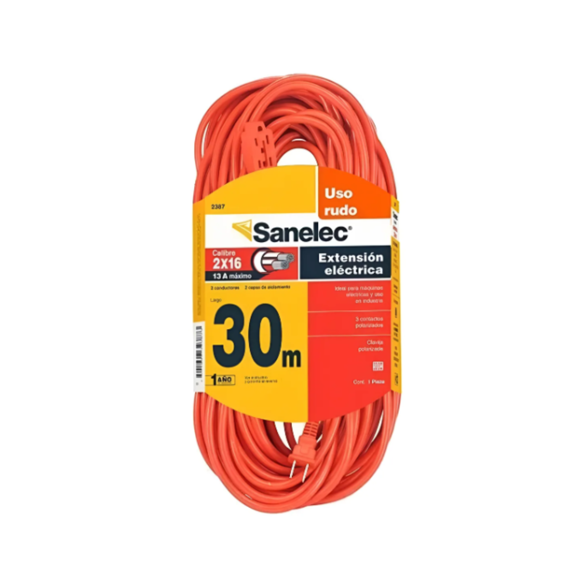 Extensión Uso Rudo Naranja 30 M Sanelec