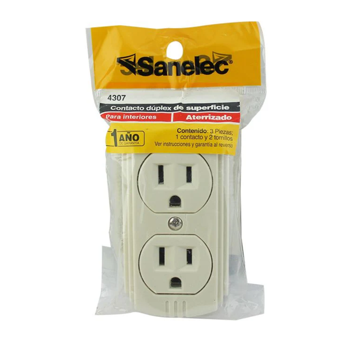 Contacto Doble Aterrizado 4307 Sanelec Baquelita