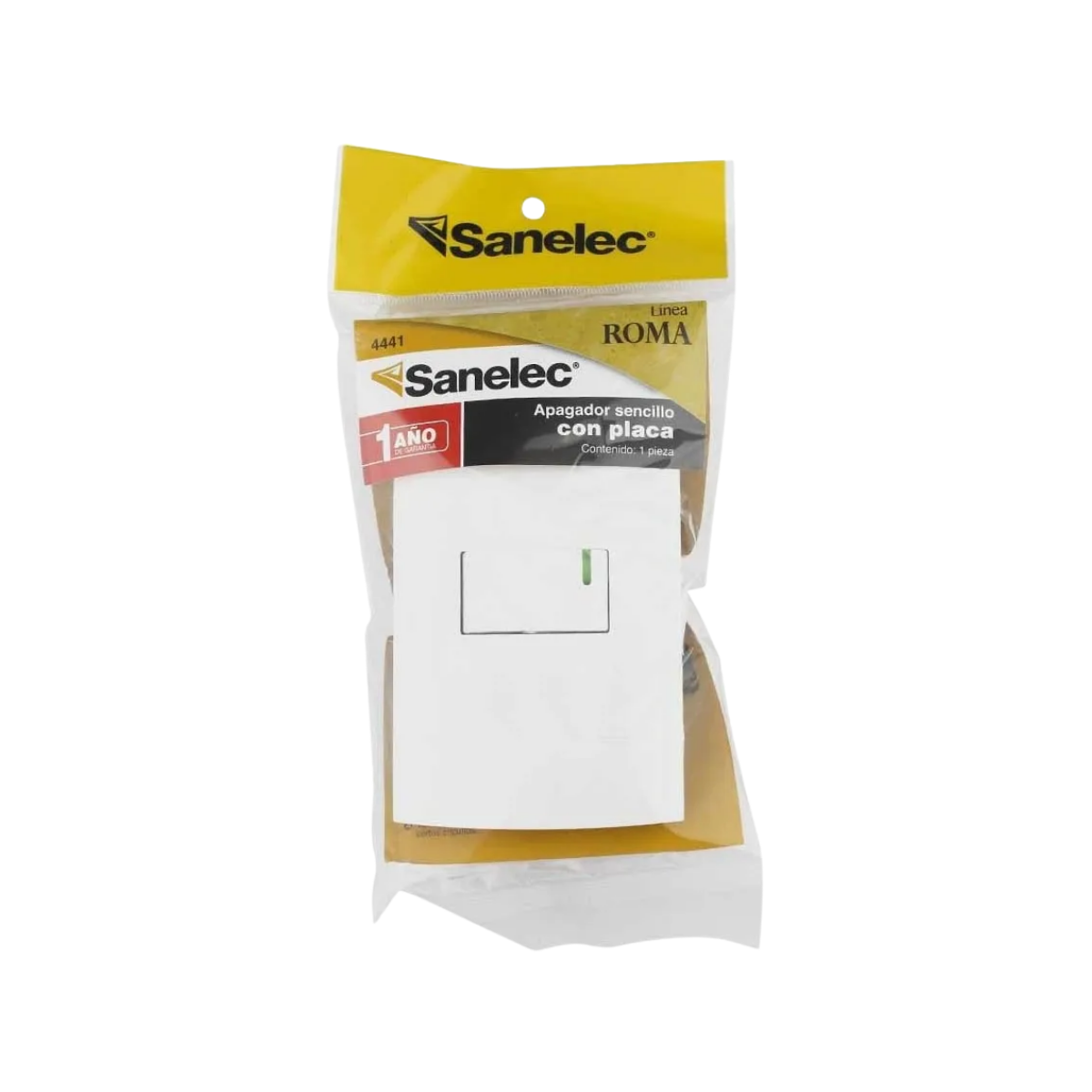 Apagador Sencillo Sanelec Placa Línea Roma