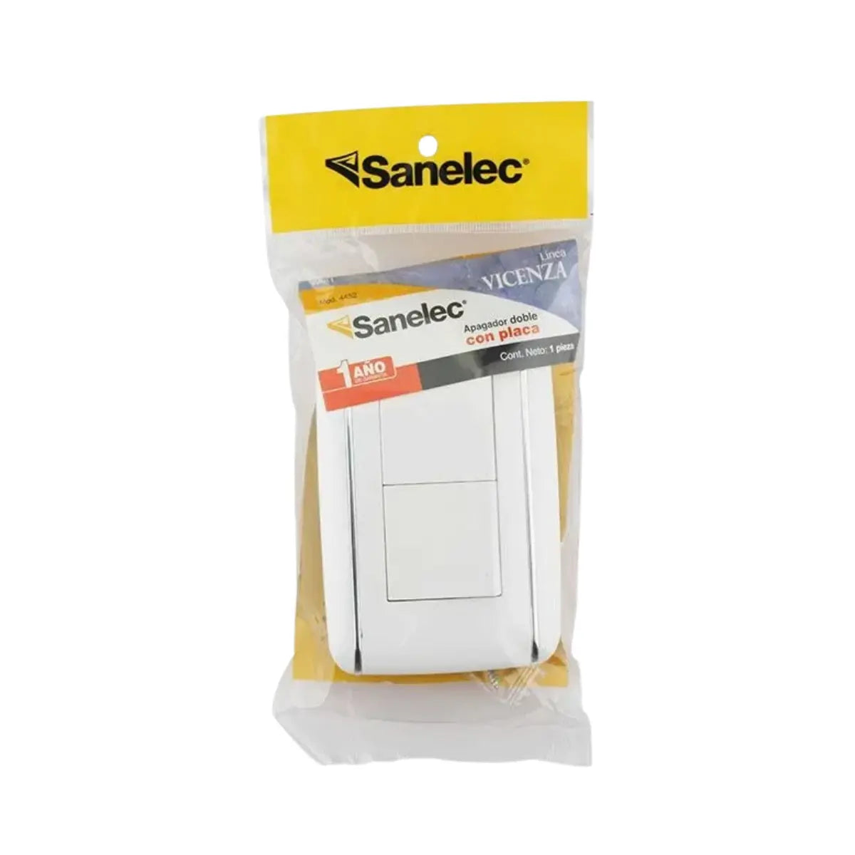 Placa Vicenza apagador doble   Caja con 12 pz Sanelec - Sanelec - vista lateral