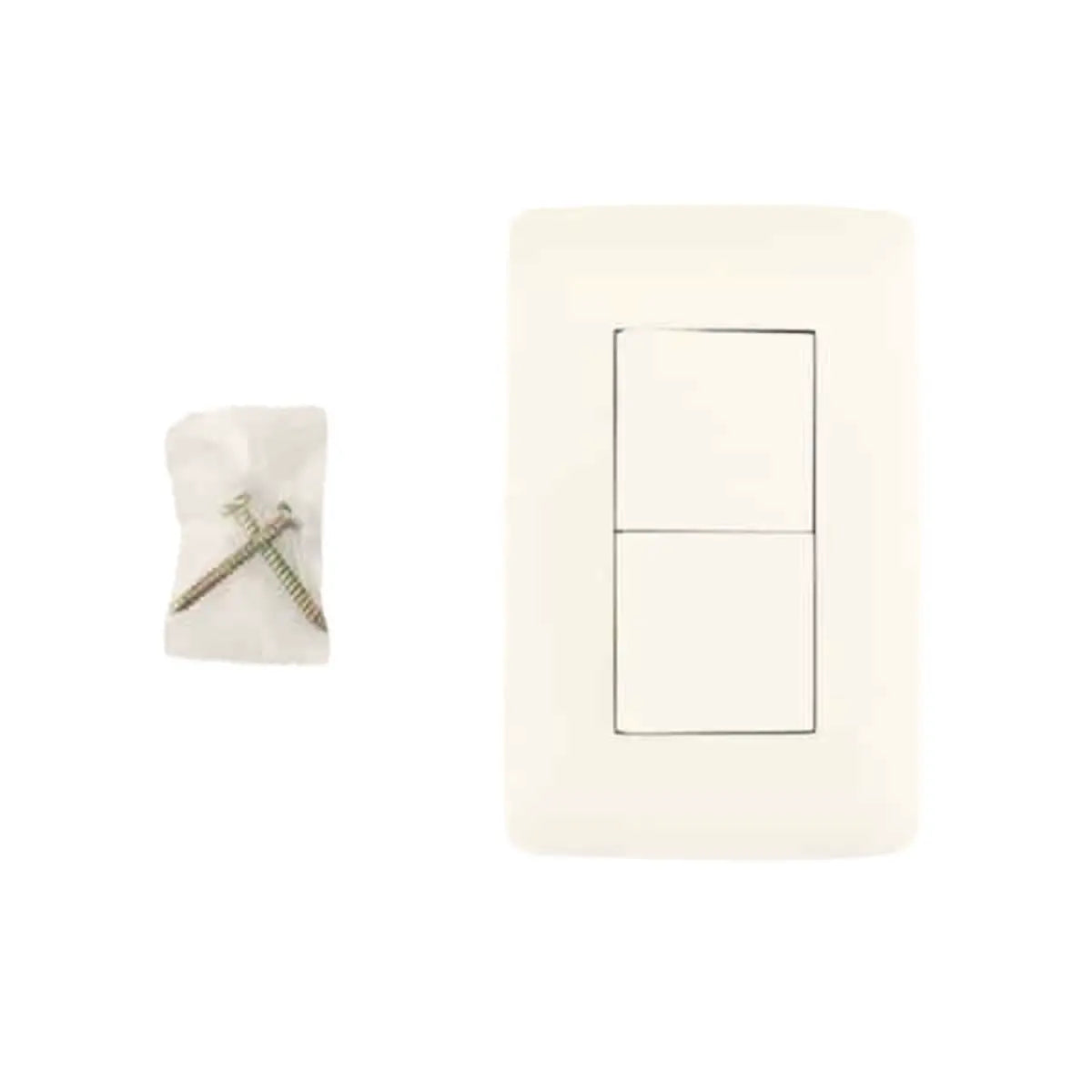 Placa Doble Apagador Toscana 4457 Sanelec Blanco 12 Piezas - Sanelec - vista lateral