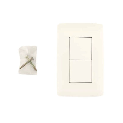 Placa Doble Apagador Toscana 4457 Sanelec Blanco 12 Piezas - Sanelec - vista lateral