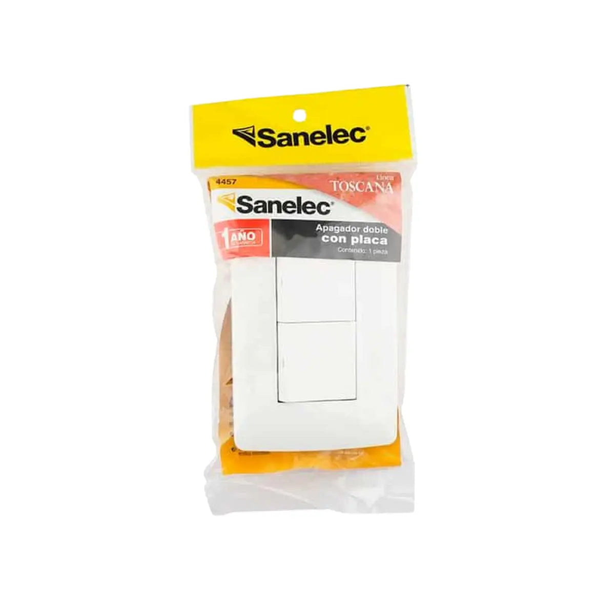 Placa Doble Apagador Toscana 4457 Sanelec Blanco 12 Piezas - Sanelec - accesorios