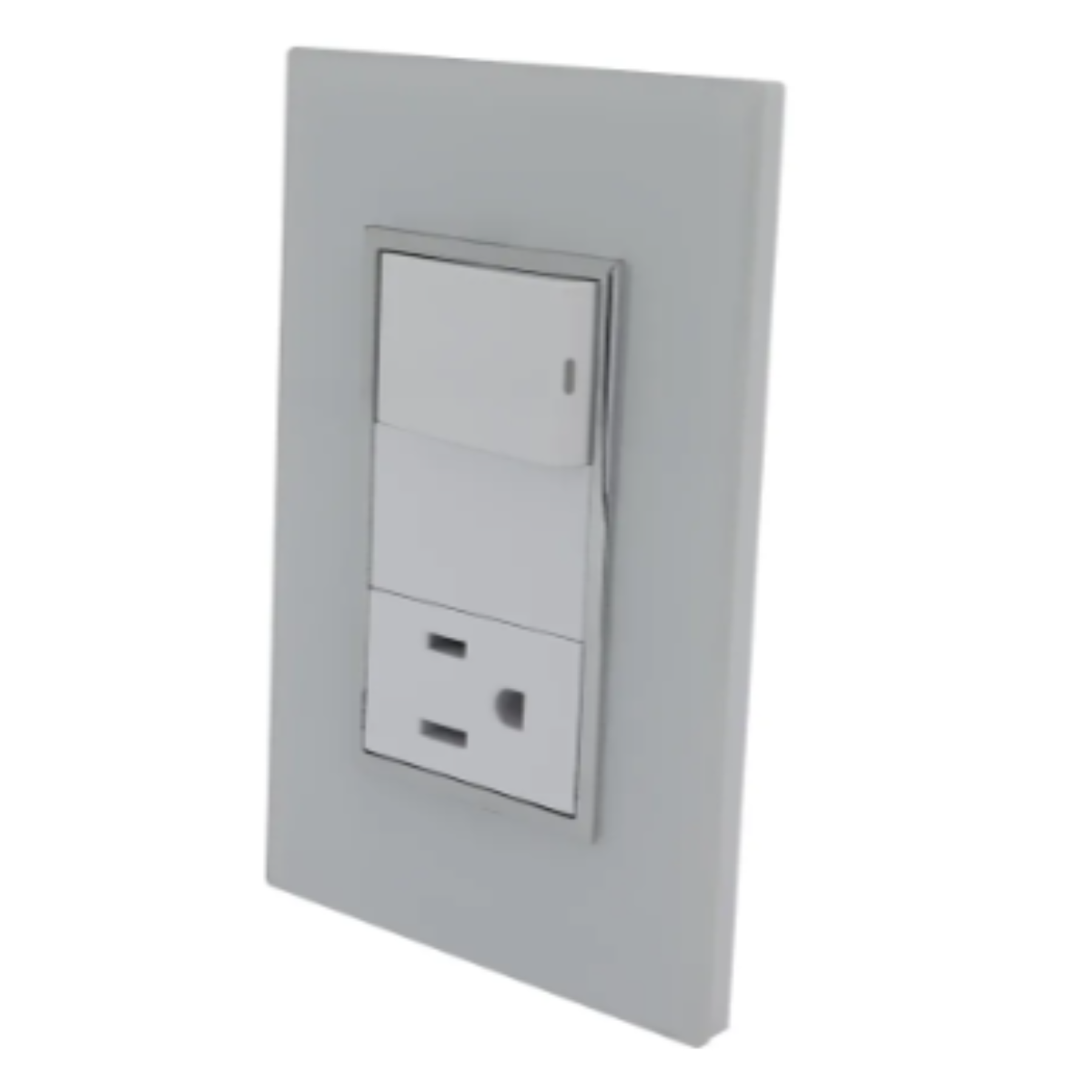 Placa Sanelec Línea Venecia Blanco Con Apagador y Contacto Aterrizado 127V