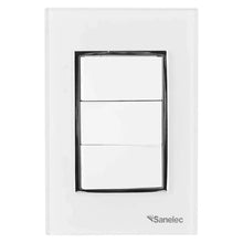 Placa Venecia Blanco Sanelec ABS Apagador Triple Uso Domestico - Sanelec - vista lateral