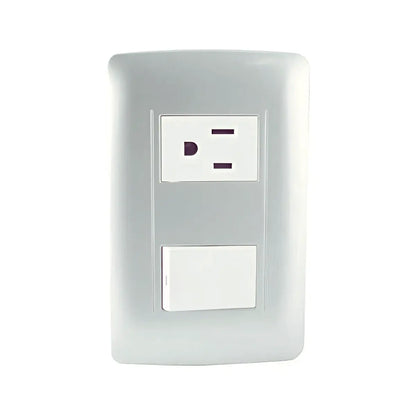 Placa Apagador Contacto 4497 Sanelec Linea Silver 12 Piezas - Sanelec - vista lateral