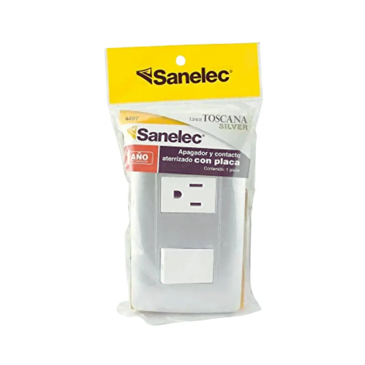 Placa Apagador Contacto 4497 Sanelec Linea Silver 12 Piezas - Sanelec