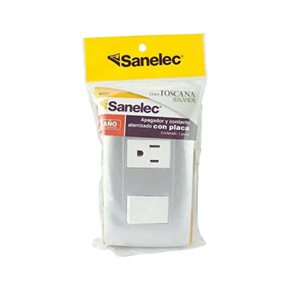 Placa Apagador Contacto 4497 Sanelec Linea Silver 12 Piezas - Sanelec