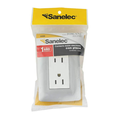 Placa Silver contacto doble  Santul - Sanelec - vista lateral