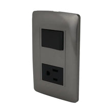 Placa Apagador Contacto Aterrizado Toscana Graphite ABS Negro - Sanelec