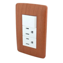 Placa Toscana Wooden Sanelec Apagador Contacto Doble ABS - Sanelec