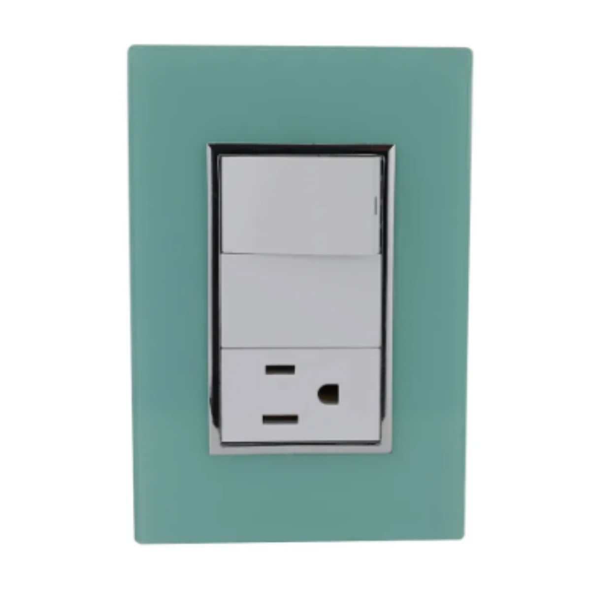 Placa Sanelec Línea Venecia Aqua con Apagador y Contacto Aterrizado 127V