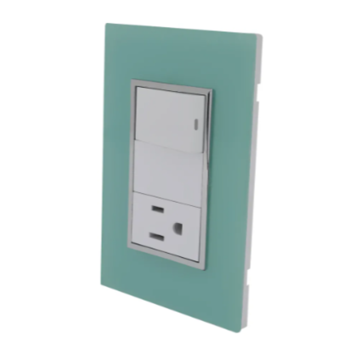 Placa Sanelec Línea Venecia Aqua con Apagador y Contacto Aterrizado 127V