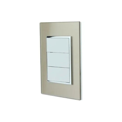 Placa Venecia Champagne Sanelec Apagador Triple - Sanelec - vista lateral