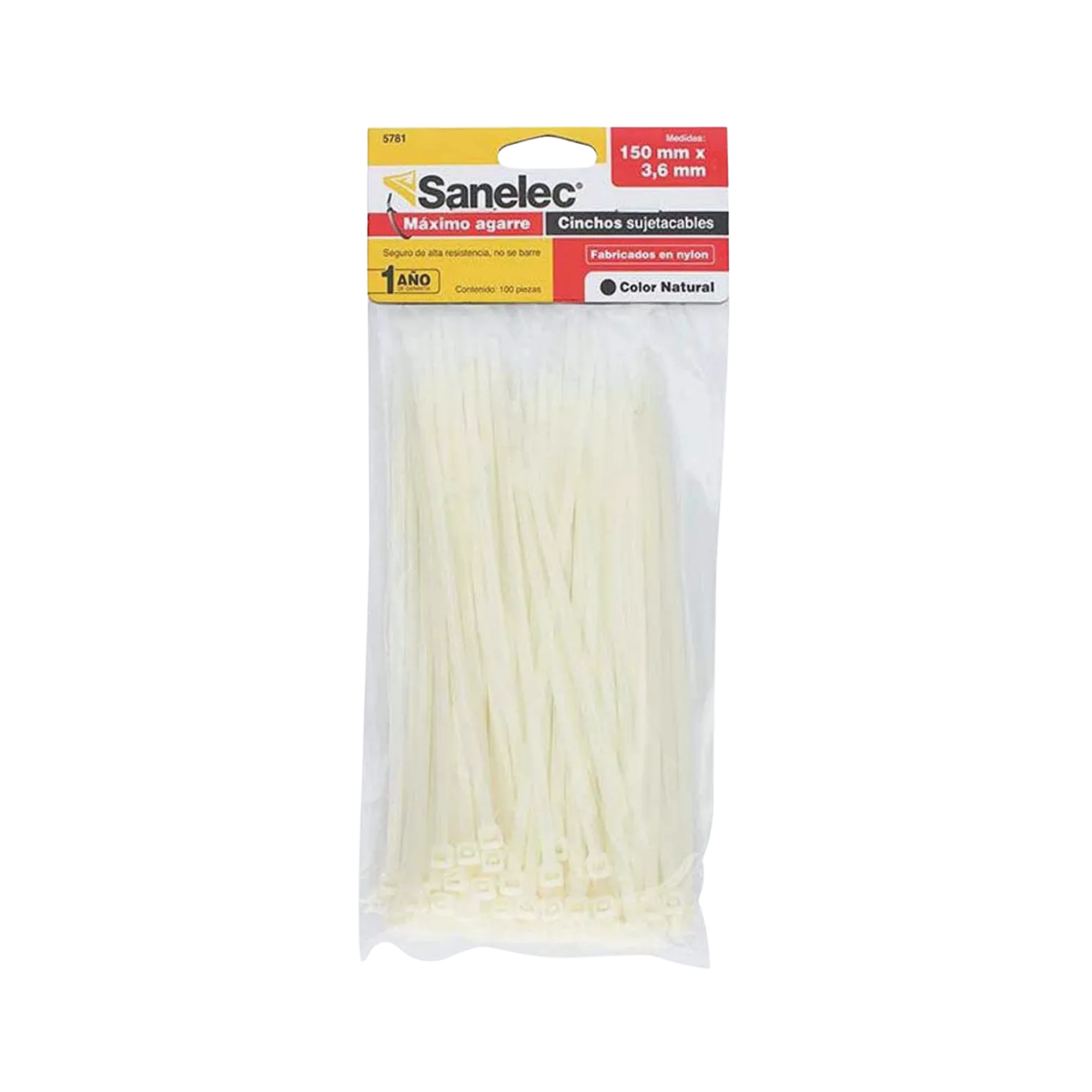 100 Cincho Plastico 3.6 X 150mm Natural Santul