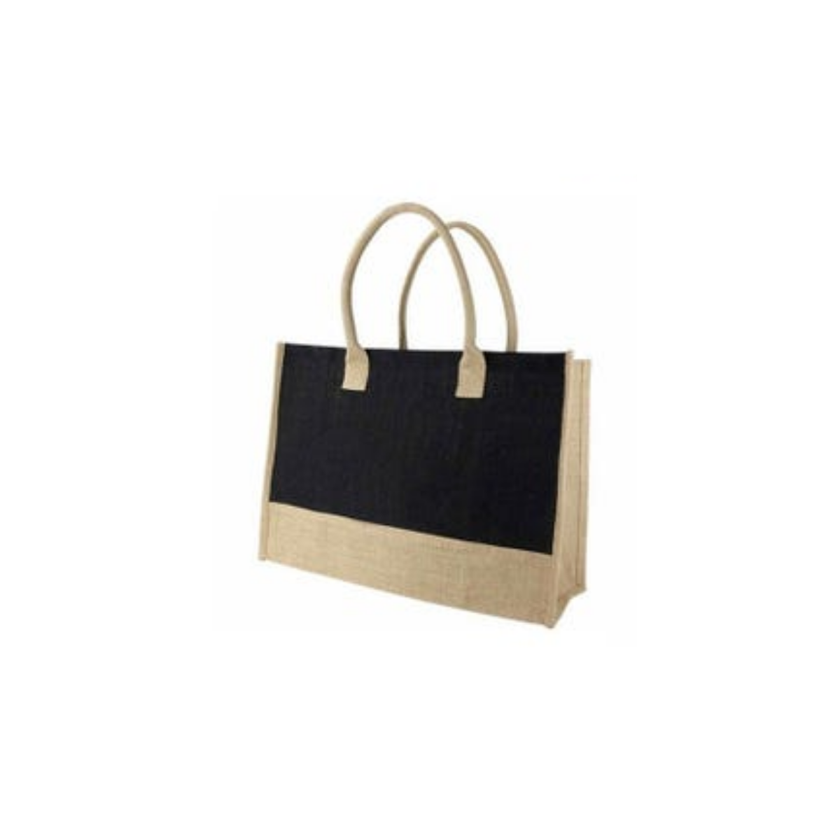 Bolsa Yute Promoopcion Negro Asas Redondas Serigrafia