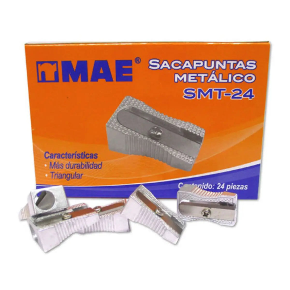 24 Sacapuntas Metalico Triangular Mae Escolar MAE