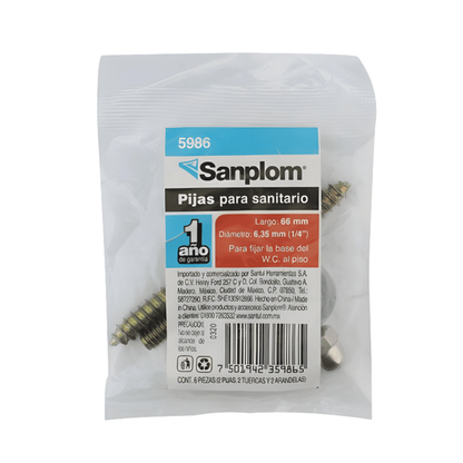 2 Pz Pijas P/Sanitario 5986 Sanplom