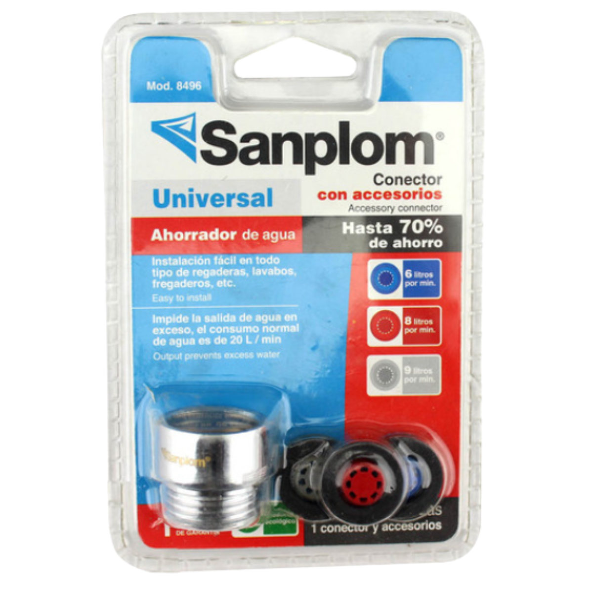 Conector con Ahorradores de agua para regadera, Juego 7 piezas Keer