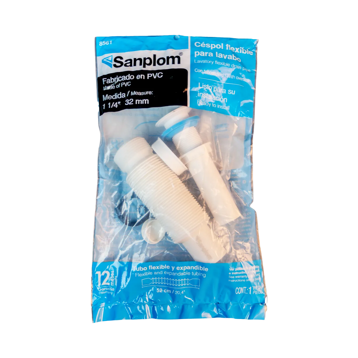 Céspol Flexible 1 1/4 de PVC Sanplom Tipo P Lavabo Empaque 4 Pz