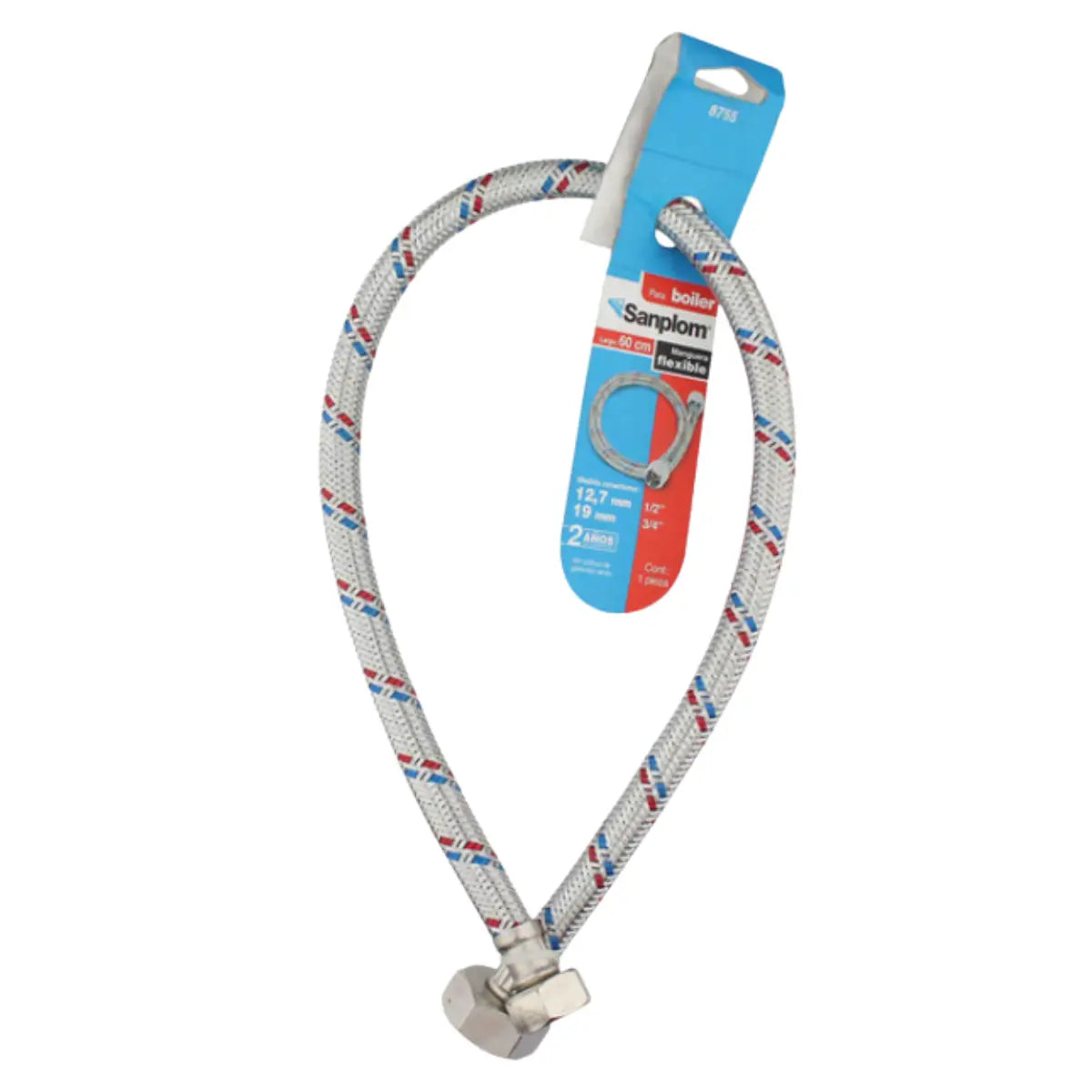 Manguera Flexible Para Boiler De 1/2x3/4 , 60 Cm - Sanplom - vista lateral