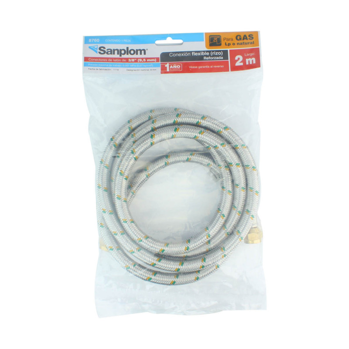 Manguera Flexible para Gas De 3/8 X 3/8 , 200 Cm