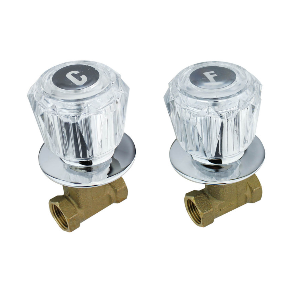 Llaves para Empotrar Roscables Maneral Acrilico, Jgo De 2Pz